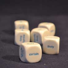 Image of dices with words on it